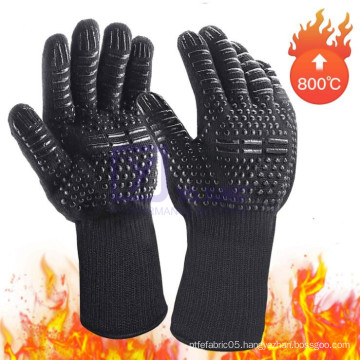1472F Fireproof Cooking Aramid Cut Heat Resistant Grill Barbecue Kitchen Baking Double Oven Mitts BBQ Silicone Gloves